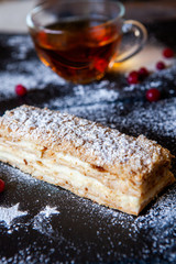 Vegan, raw carrot cake. Healthy food. Grey stone background Top View Copy space. Selective focus. Slice of cake. Healthy Homemade