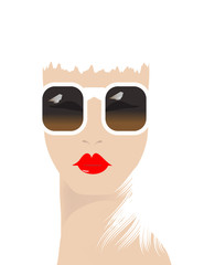 A glamorous woman wears stylish sunglasses in a minimalist fashion and beauty illustration.