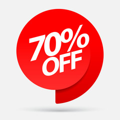 Sale of special offers. Discount with the price is 70 . An ad with a red tag for an advertising campaign at retail on the day of purchase. vector illustration