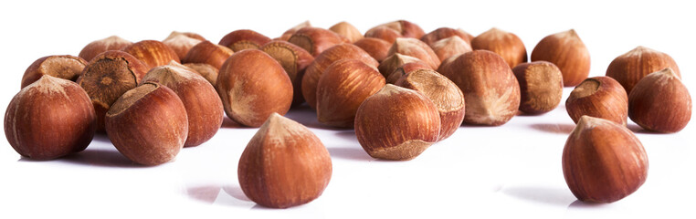 A lot of Fresh raw hazelnuts, close-up image
