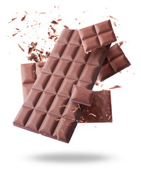Delicious Chocolate flying in the air. High resolution levitation concept