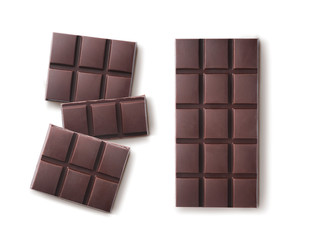 Dark chocolate isolated on white background. High resolution image