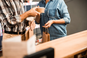 Adult couple is shopping at supermarket together