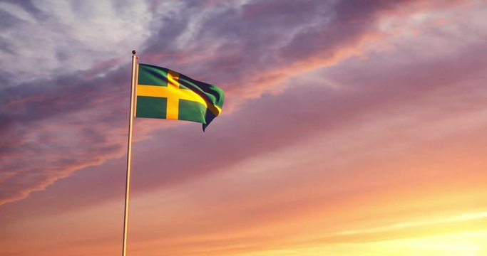 Swedish flag waving shows the Country of Sweden with its capital Stockholm. A national emblem of patriotic celebration and independence - 4k