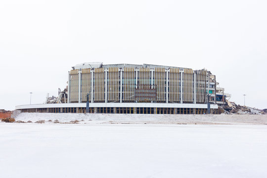 Ruined building SKK Peterburgsky. Saint Petersburg Sports and Concert Complex. SKK Peterburgsky.