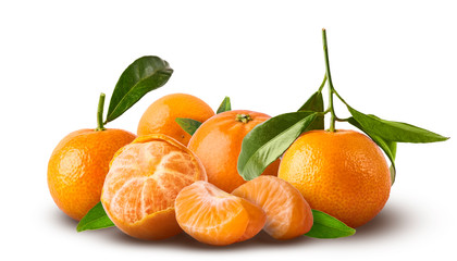 Fresh ripe mandarine on white background.