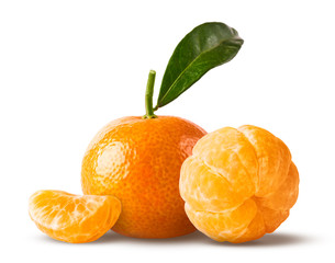 Fresh ripe mandarine on white background.