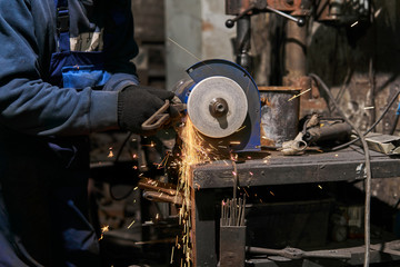 Fototapeta premium Abrasive machining on a grinding wheel