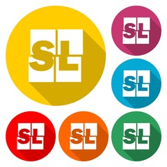 Letter SL Logo Design with long shadow