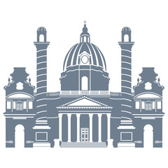 Karlskirche church Vienna landmark in Austria, vector illustration