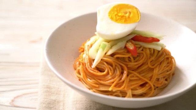 Korean cold noodles with egg - Korean food style