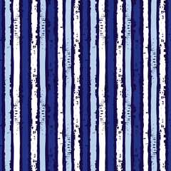 Vector blue vertical grunge brush striped repeat pattern with white background. Texture for web, print, wallpaper, home decor, fabric, textile, invitation background, wrapping paper.