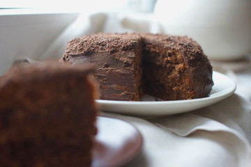 Basque beret chocolate cake cooked at home
