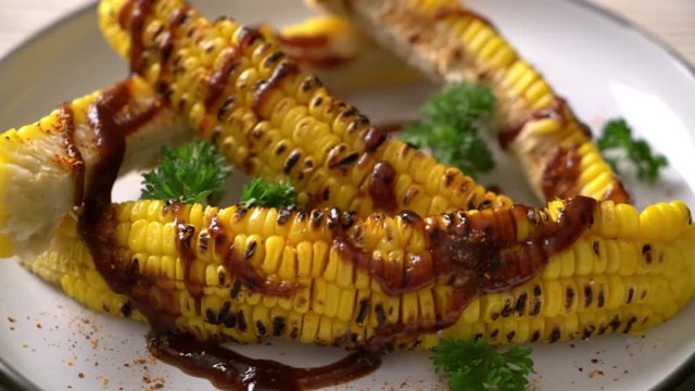 grilled and barbecue corn with bbq sauce
