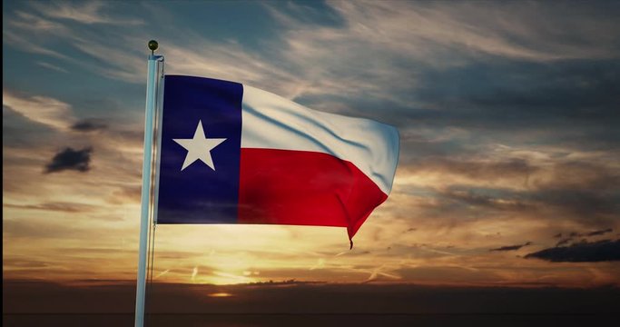 Texas flag waving represents Texan state in America USA. a banner or symbol of the patriotic States in the US - 4k