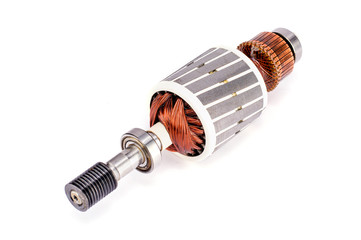 electric motor rotor isolated on white background.