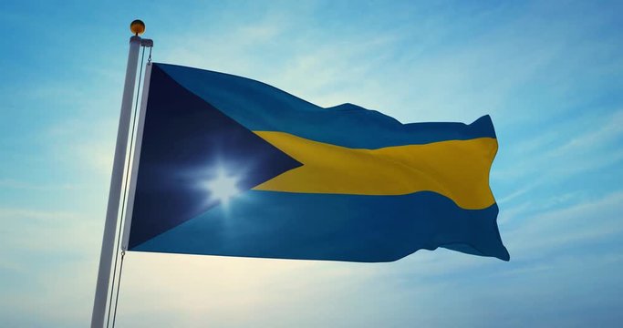Bahamas flag waving a patriotic sign for bahamian people or tourism. A national emblem or celebration and independence - 4k