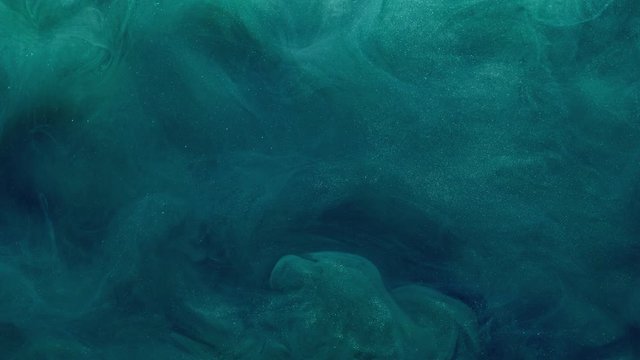 Fume background. Undersea vibe. Glitter teal blue vapor cloud motion effect for title.