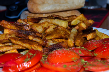 French Fries and Tomato