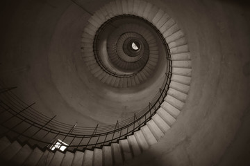 Spiral staircase inside a lighthouse