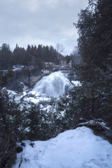 Inglis Falls Waterfall During Winter
