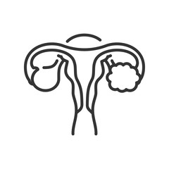 Polycystic ovary syndrome line black icon. Female reproductive system disease. Sign for web page, mobile app, button, logo. Vector isolated element. Editable stroke.