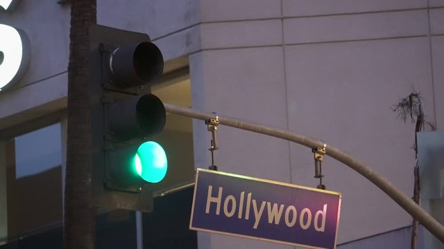 hollywood boulevard street sign and light