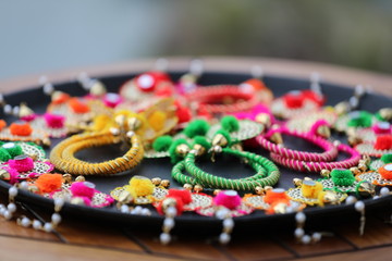 closeup of bracelets