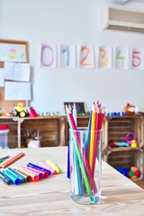 Beautiful games corner and desk at kindergarten