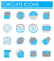 Curcuit related icons set on background for graphic and web design. Creative illustration concept symbol for web or mobile app