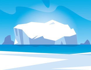 paysage arctique avec ciel bleu et iceberg, pôle nord