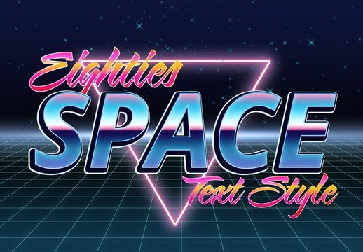 Eighties Space Text Effect Mockup