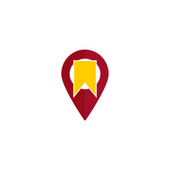 Vector pin and bookmark icon on white isolated background.
