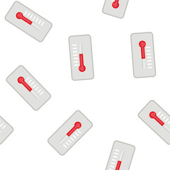 Vector thermometer. Meteorological thermometer red color seamless pattern on a white background.