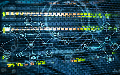 Server room IOT communication Smart industry internet of things concept. Digital technology.