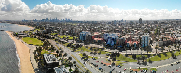 Fototapeta premium St Kilda aerial view, Victoria, Australia