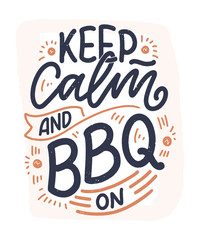Bbq fun slogan, great design for any purposes. Lettering for family dinner design. Funny print, poster and banner with phraase about barbeque. Summer card. Vector