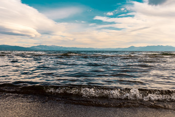Detail of the small waves on the shore of Lake Tahoe