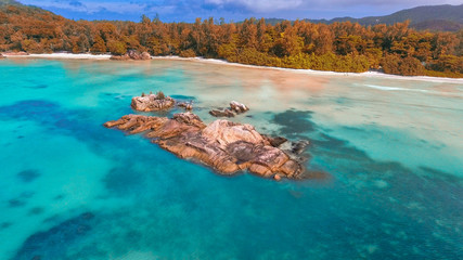 Aerial view of Praslin, Seychelles Islands