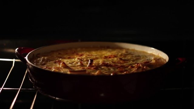 Macaroni and cheese bubble and bake in a dutch oven.