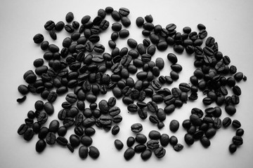 black and white background with coffee beans