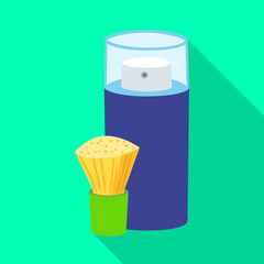 Vector design of brush and foam sign. Set of brush and bottle stock symbol for web.