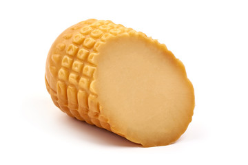 Smoked Polish cheese, isolated on white background