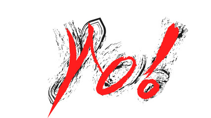 No ! hand writing lettering with black and red colors