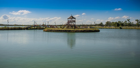 Games and bridge on an island