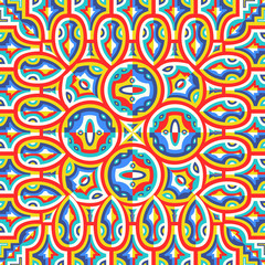 modern contemporary geometric switching colorful pattern on red