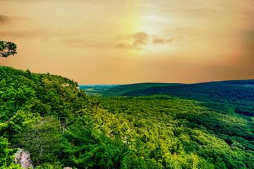 Scenic views found while exploring Devil's Lake State Park in Baraboo, Wisconsin USA during sunset. 