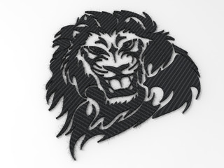 3D rendering - Black lion head isolated on a white background