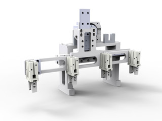 3D rendering - price industrial robot with four grippers