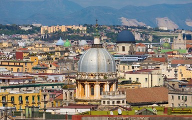 Fototapeta na wymiar Domes and roofs of Naples, Italy